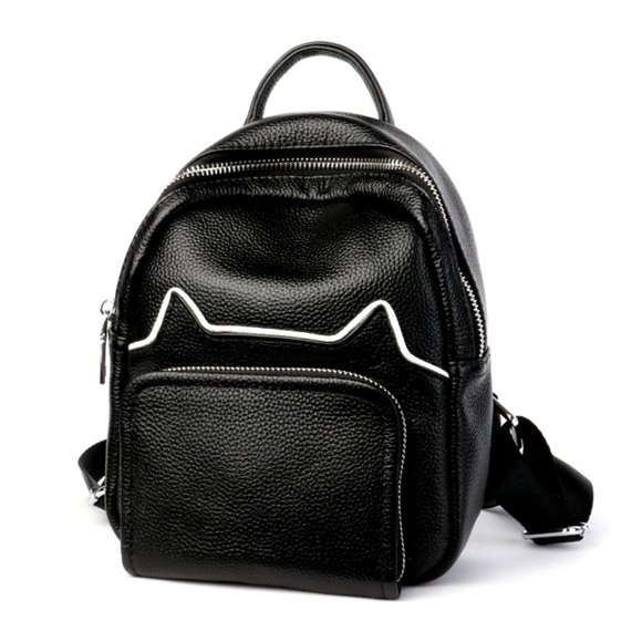 Cowhide backpack trend European and American schoolbag